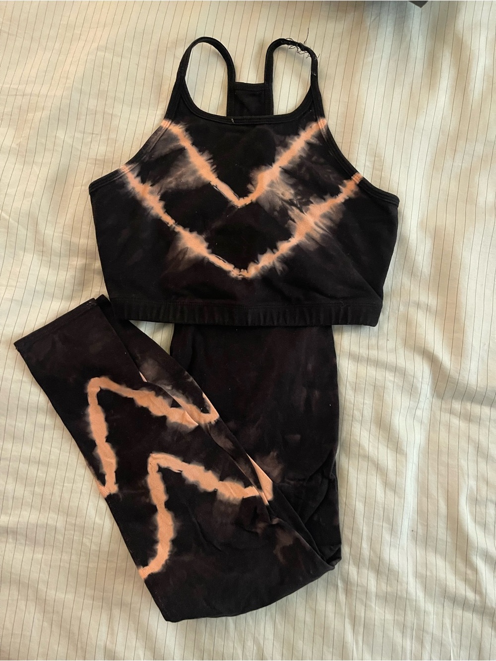 Electric & Rose Black and Peach Tie-Dye Leggings Set